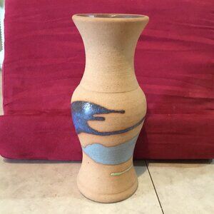 Hand Made Clay Pottery Vase Earthtones Signed Alfadom